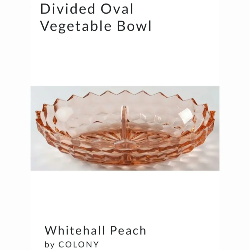 Vntg "Whitehall Peach" 2-Part 10" Oval Dish by Colony - Picture 3 of 16